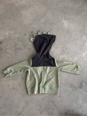 Carter's Green and Black Dino Hooded Zip Sweatshirt